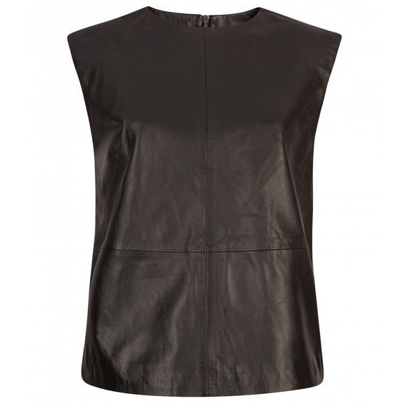 NWT Muubaa‎ Womens Sheep Leather Quiet Luxury Sleeveless Edgy Glam Moto Top 6 - Picture 2 of 12